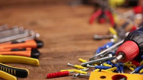 Tools, construction equipment concept Vídeo Stock 56304725