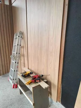 Tools for construction next to the wall Stock Photos