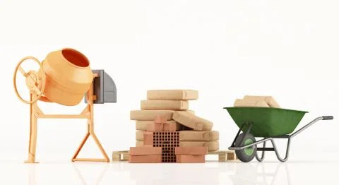 Tools of a construction site on white Stock Illustration