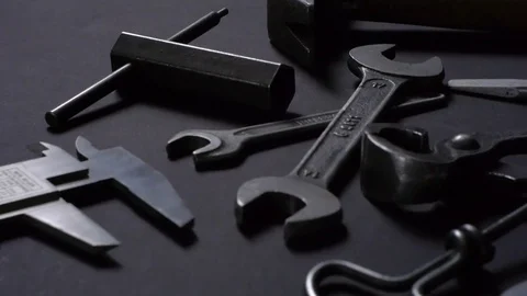 Tools for craftsmen. The movement of the camera dolly. Camera closeup. Shal.. Stock Footage 73462030