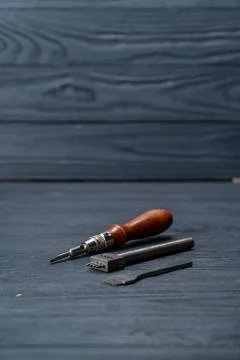 Tools for creating leather products Stock Photos