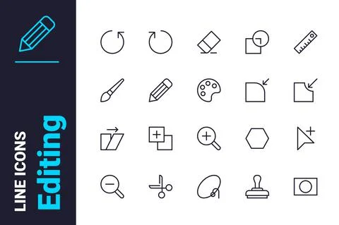 Tools to creative edit file icons set Illustrazione stock