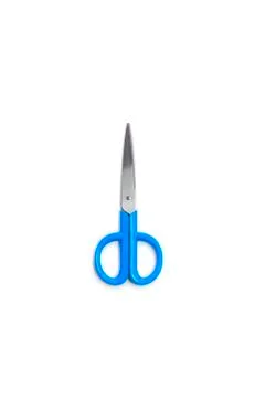 Tools for creativity scissors blue on white background Stock Photos