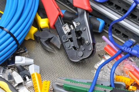 Tools for crimping with component Stock Photos