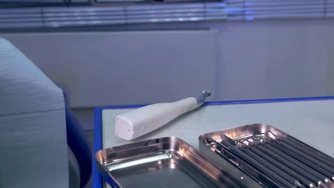 Tools dentist and layout jaws close-up in the workplace Stock Footage 72784744