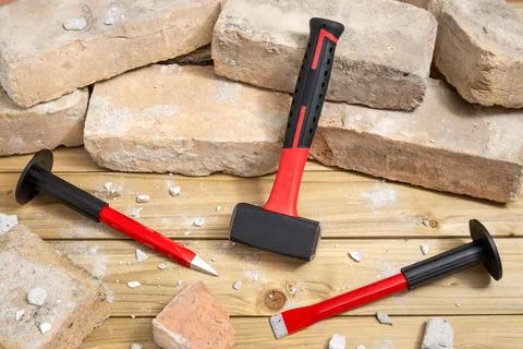 Tools for doing demolition by hand and masonry work Stock Photos