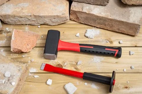 Tools for doing demolition by hand and masonry work Stock Photos