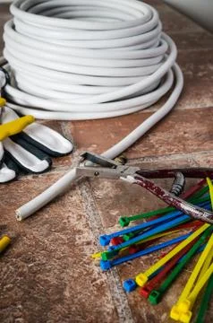 Tools for electrical installation, close-up Stock Photos
