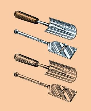 Tools for finding Truffles mushrooms. Engraved hand drawn vintage sketch Stock Illustration