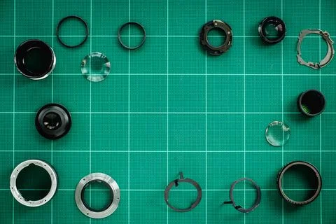 Tools for fixing and cleaning camera lens Stock Photos