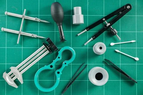 Tools for fixing and cleaning camera lens Stock Photos