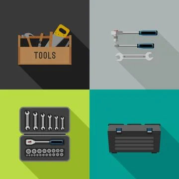 Tools flat icons. Illustrazione stock