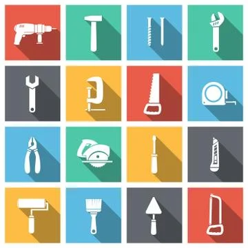 Tools flat icons set Stockillustratie