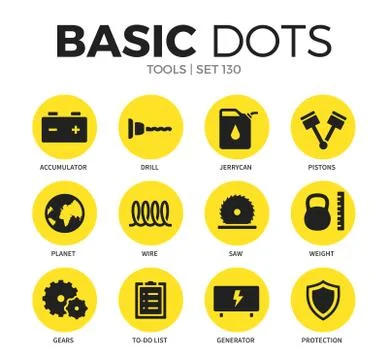 Tools flat icons vector set Illustrazione stock