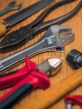 Tools on the floor Stock Photos