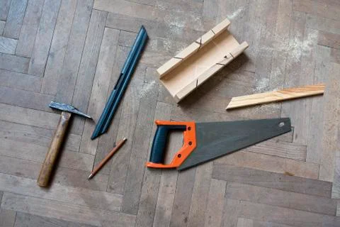 Tools on the floor Stock Photos