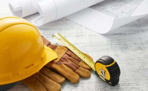 Tools with floor plan Stock Photos