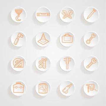 Tools functions menu icons set Stock Illustration