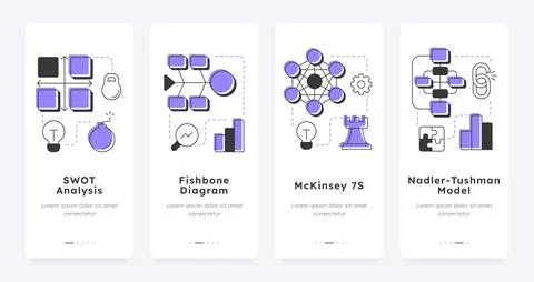 Tools of gap analysis mobile app onboarding screens Stock-Illustration
