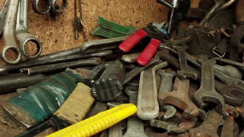 Tools in a garage Stock Footage 76067355