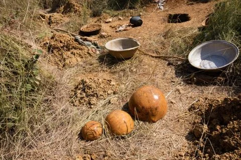 Tools for gold digging Stock Photos