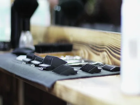 The tools of the hairdresser on the table. Stock Footage 80066095