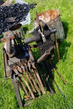 Tools, hammer and anvil Stock Photos