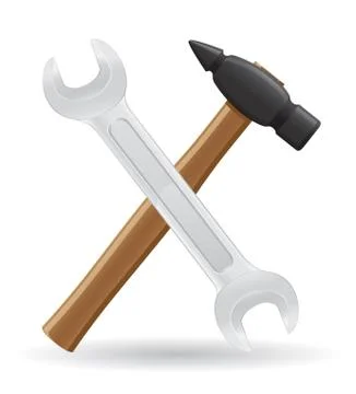 Tools hammer and spanner icons illustration Stock Illustration