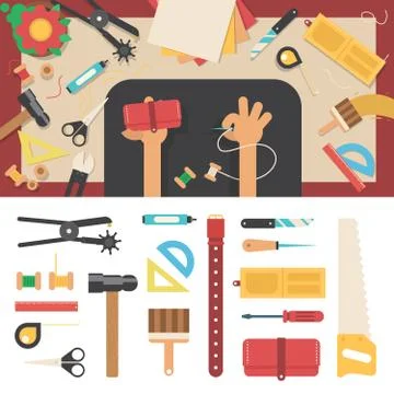 Tools for handmade with leather Stock Illustration