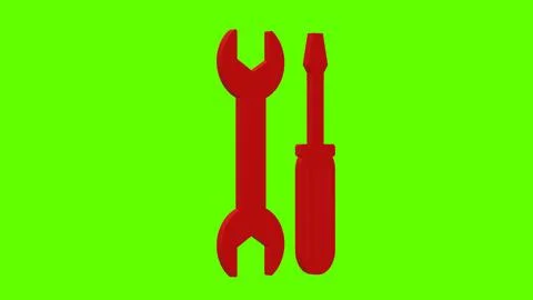 Tools hardware red set icon 3d illustration rotation Stock Illustration