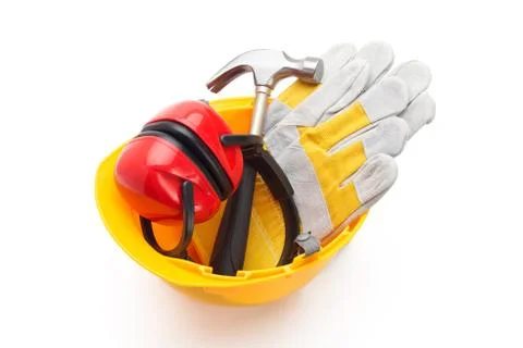 Tools on helmet Stock Photos