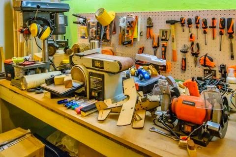 Tools at Home Constructor Desk Stock Photos