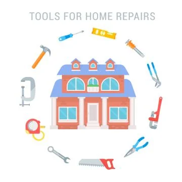 Tools For Home Repairs. Stock Illustration