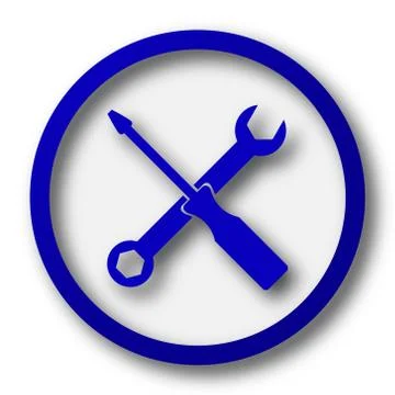 Tools icon. Blue internet button on white background.. Stock Illustration