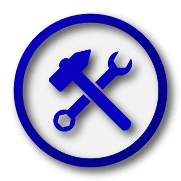Tools  icon. Blue internet button on white background.. Illustrazione stock