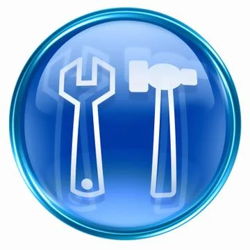 Tools icon blue, isolated on white background Illustrazione stock