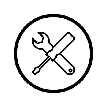 Tools icon in Circle line, outline style - vector iconic design Stock Illustration