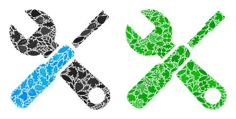 Tools Icon Eco Composition of Floral Elements Stockillustratie