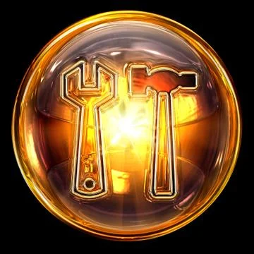 Tools icon fire, isolated on black background Stockillustratie
