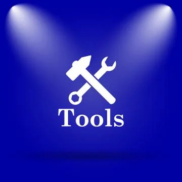 Tools icon. Flat icon on blue background.. Stock Illustration