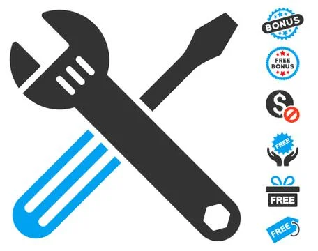 Tools Icon With Free Bonus Stockillustratie