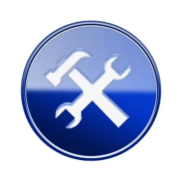 Tools icon glossy blue, isolated on white background. Stockillustratie