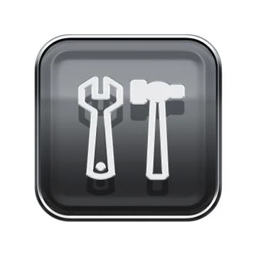 Tools icon glossy grey, isolated on white background Illustrazione stock