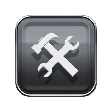 Tools icon glossy grey, isolated on white background. イラスト素材