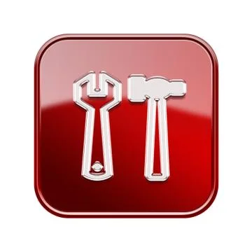 Tools icon glossy red, isolated on white background Illustration