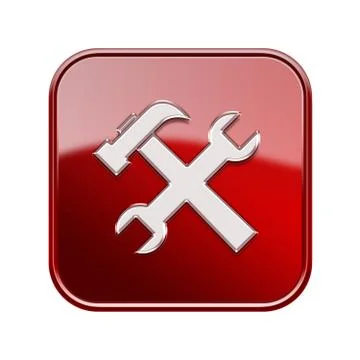 Tools icon glossy red, isolated on white background. イラスト素材