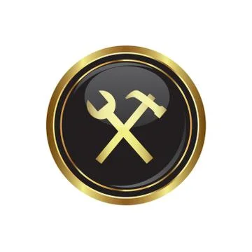 Tools icon gold Stock Illustration