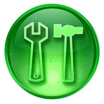 Tools icon green, isolated on white background. Ilustração Stock