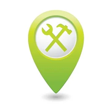 Tools icon green map pointer Stock Illustration