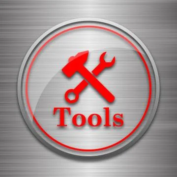 Tools icon. Internet button on metallic background.. Stock Illustration